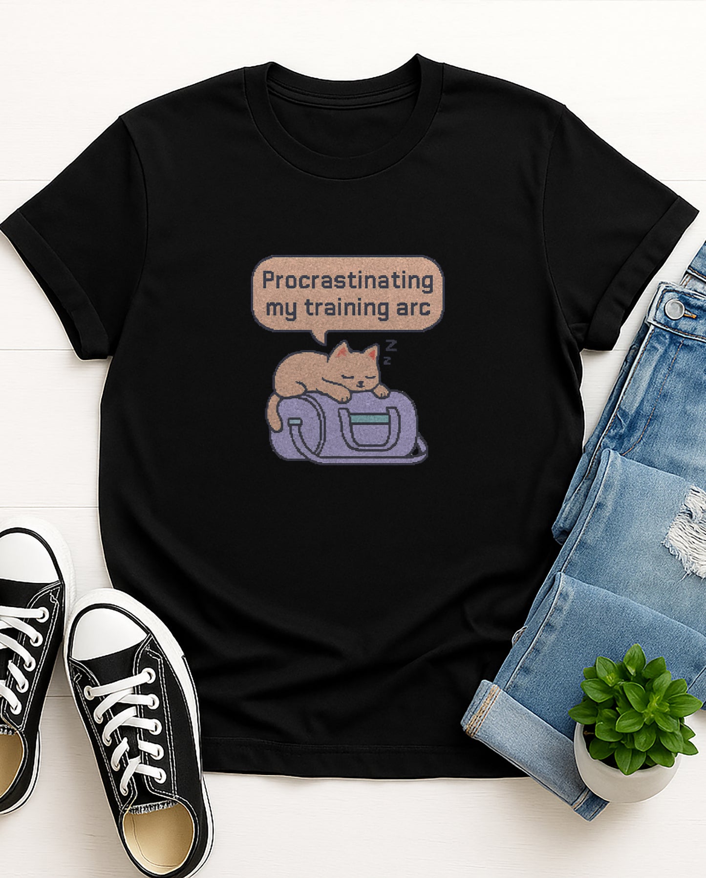 Procrastination Cat | T0008 | Unisex Premium Tshirt