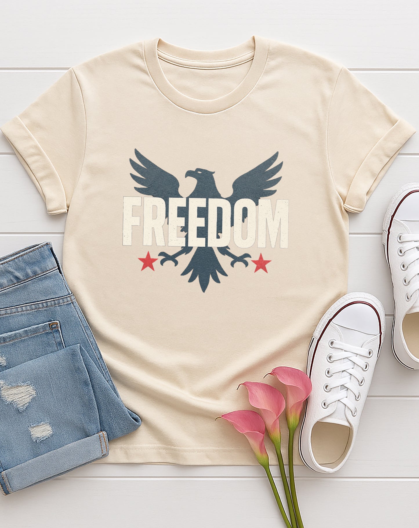 Patriotic Freedom Eagle T-Shirt, Unisex Graphic Tee, Independence Day Celebration Shirt, Casual Everyday Wear, Gift for Veterans