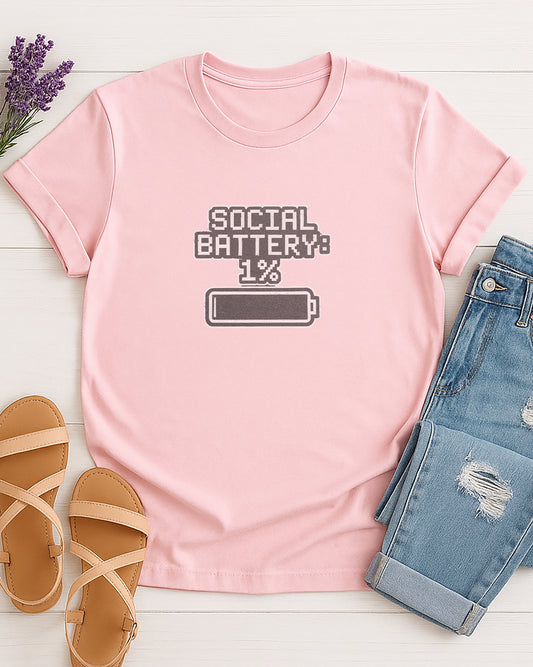 Social Battery | T0002 | Unisex Premium Tshirt